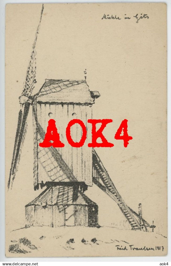 Hooglede GITS molen windmolen Onledemolen 1917 Flandern Feldpost Künstler Karte