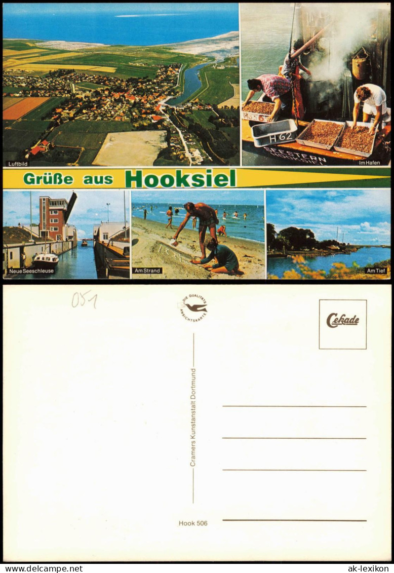 Hooksiel Wangerland Ortsansichten, Luftbild, Hafen Krabben-Kutter 1980