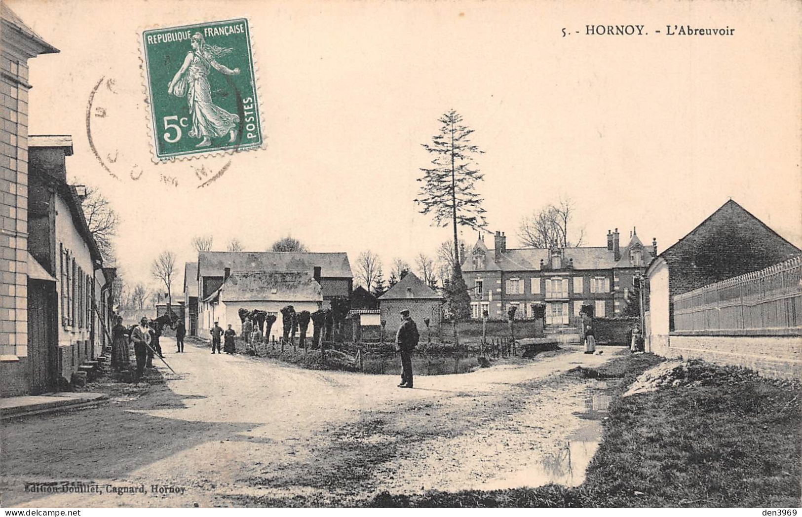 HORNOY-le-Bourg (Somme) - L'Abreuvoir - Voyagé (2 scans) Gauthier, 68 boulevard de Grenelle à Paris 15e