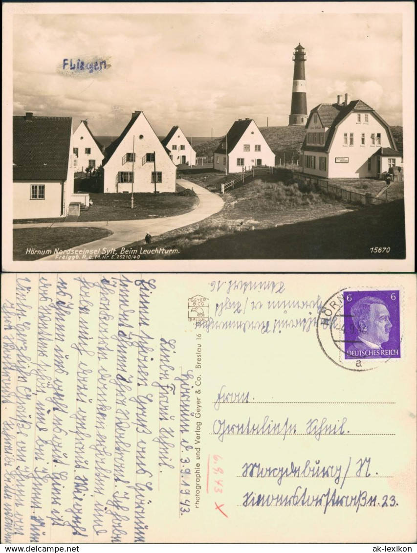 Hörnum (Sylt) Hörnem (  Partie mit Wohnhäuser am Leuchtturm, Lighthouse 1943