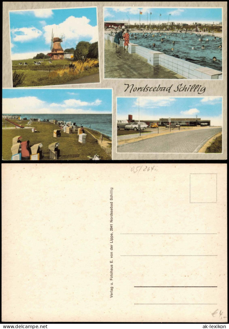 Horumersiel-Schillig-Wangerland MB: Windmühle Schwimmbad Strand 1978