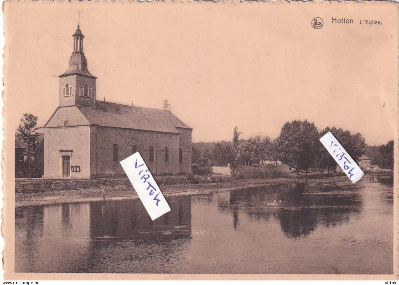 HOTTON    . ( 15  x 10.5  cm )  eglise