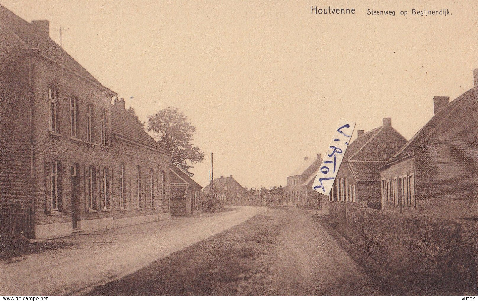 HOUTVENNE :  steenweg op Begijnendijk   ( 1929  met zegel )
