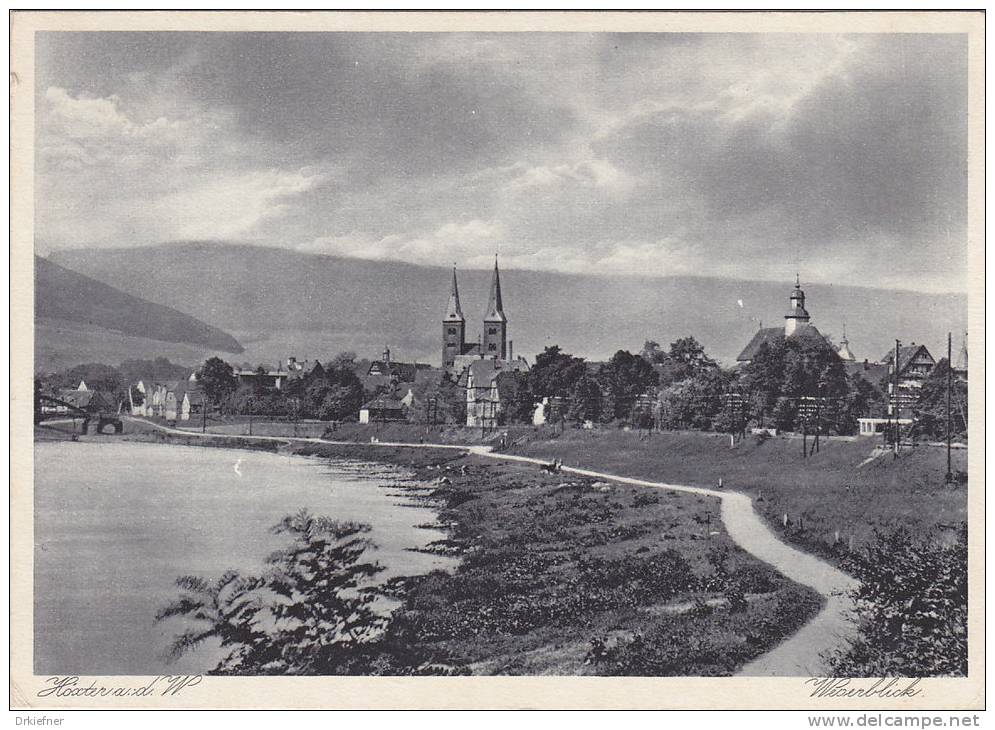 Höxter, Weserblick, mit Uferpromenade, um 1940