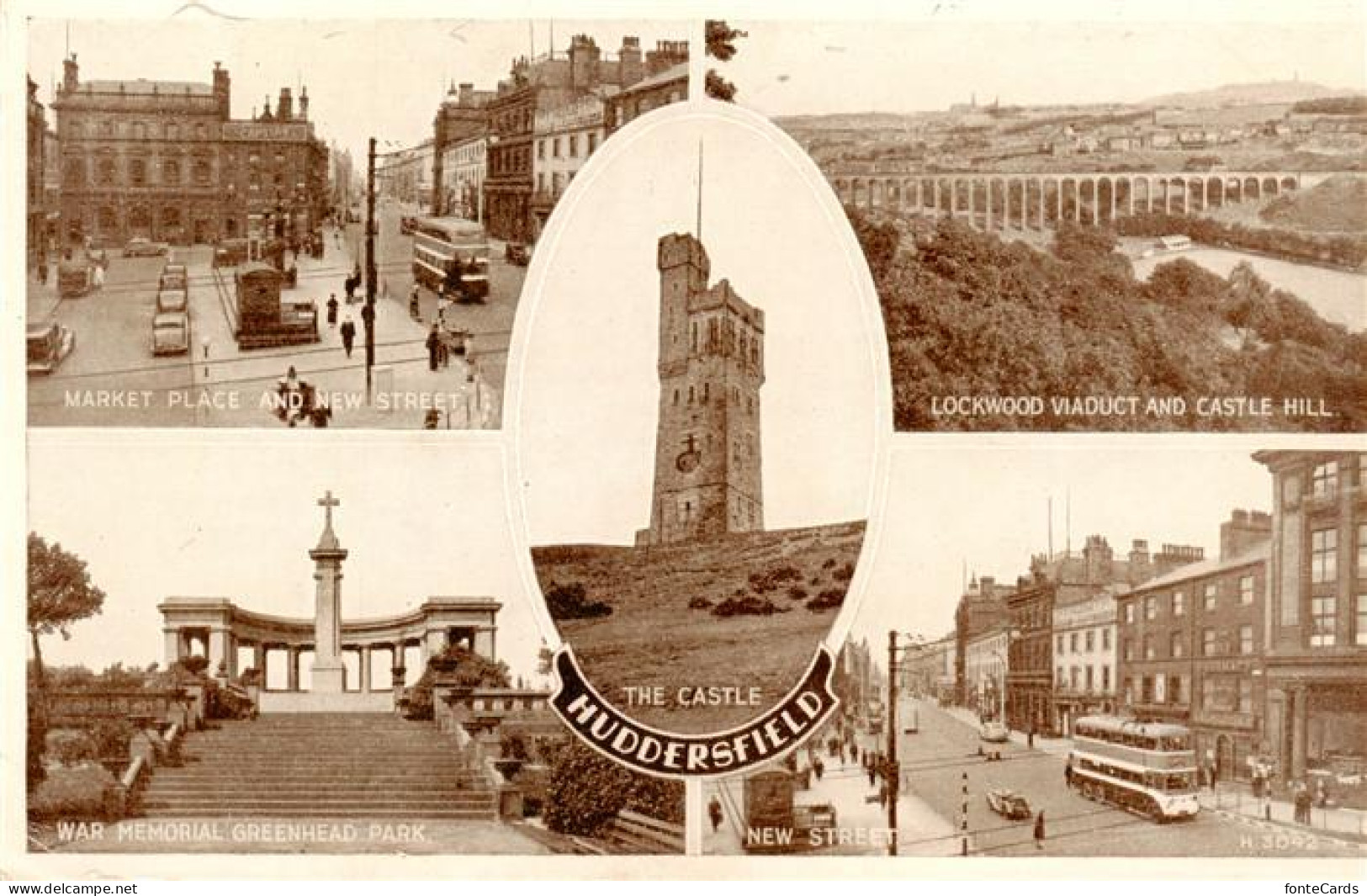 Huddersfield UK Markte Place and New Street Lockwood Viaduct and Castle Hill War