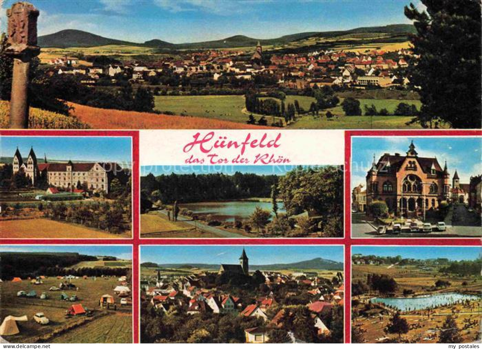 Huenfeld Fulda Hessen Panorama Schloss Weiher Camping Panorama Freibad