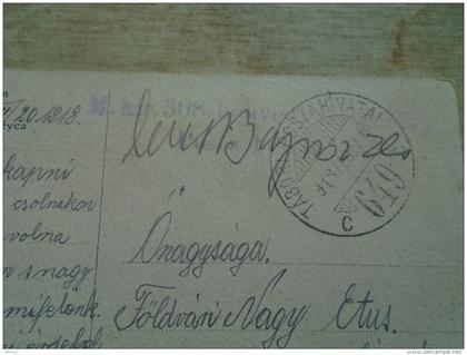 Hungary WWI  - Magyar Királyi 308  honvéd .. Tábori Posta  649 -1918  sent to Világos  Siria D137970