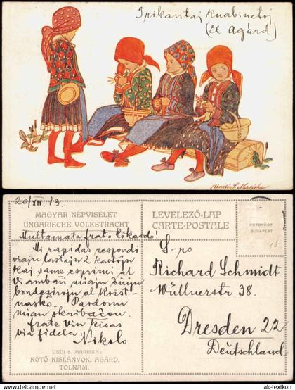 Postcard .Ungarn Trachten Typen - Ungarn Künstlerkarte Frauen 1913