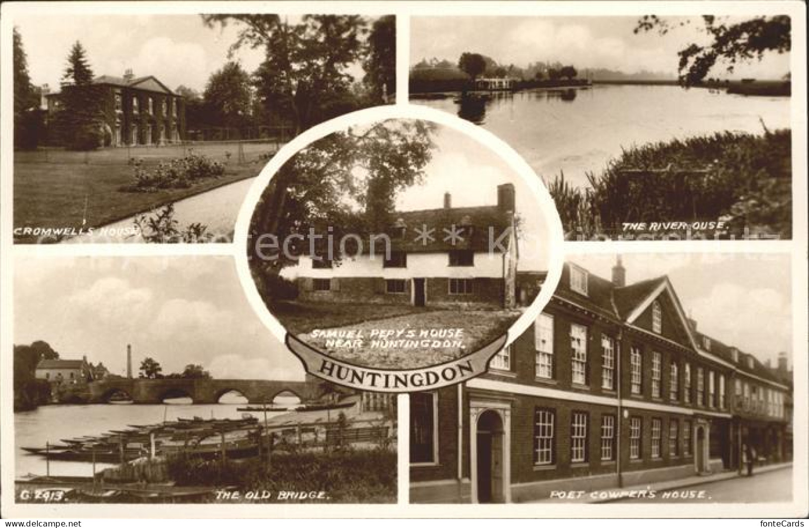 Huntingdon Huntingdonshire Cromwells House River Ouse Old Bridge Poet Cowper Hou