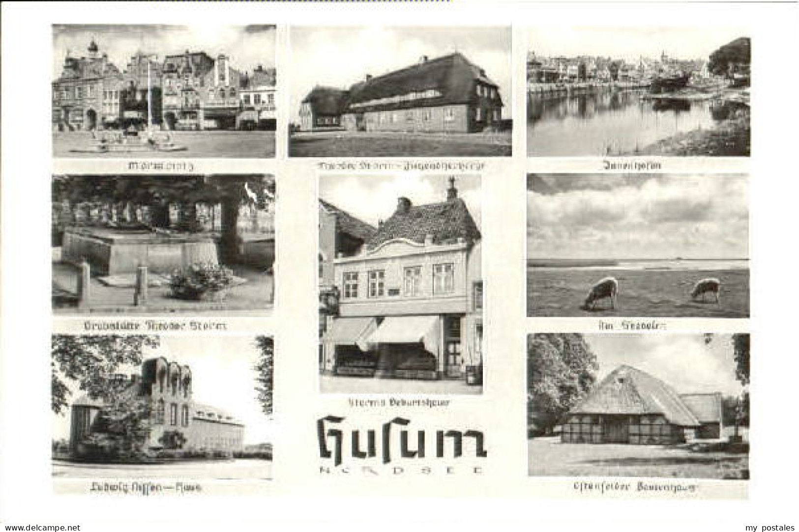 Husum Nordfriesland Husum Marktplatz Hafen Deich