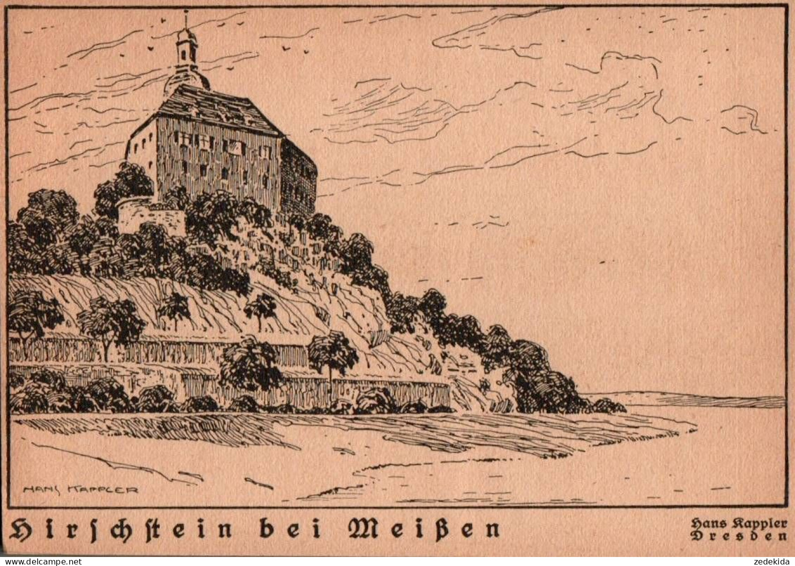 I6679 - Meissen Hirschstein Burg Schloß - Hans Kappler Dresden Künstler