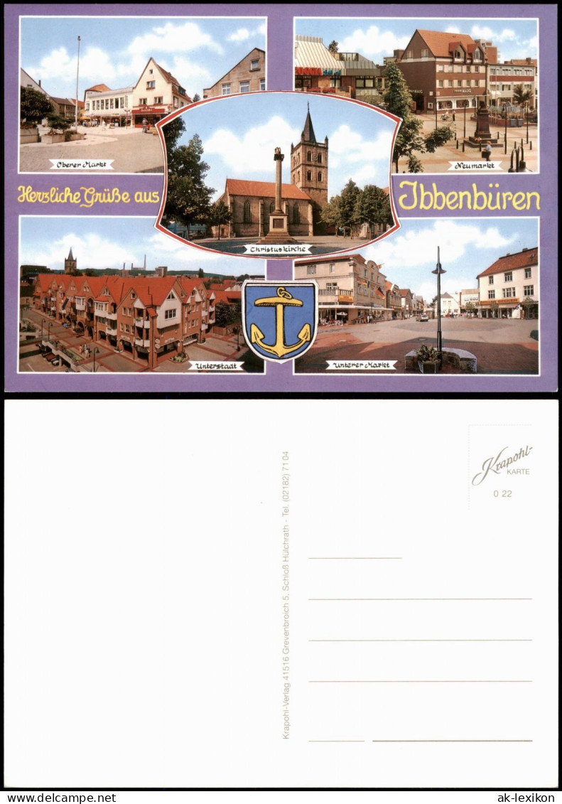 Ibbenbüren Mehrbild-AK mit Oberer Markt, Neumarkt, Kirche, Unterstadt 1990