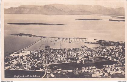 ICELAND - Reykjavik seo ur loftinu, Island 1938 Photopostcard