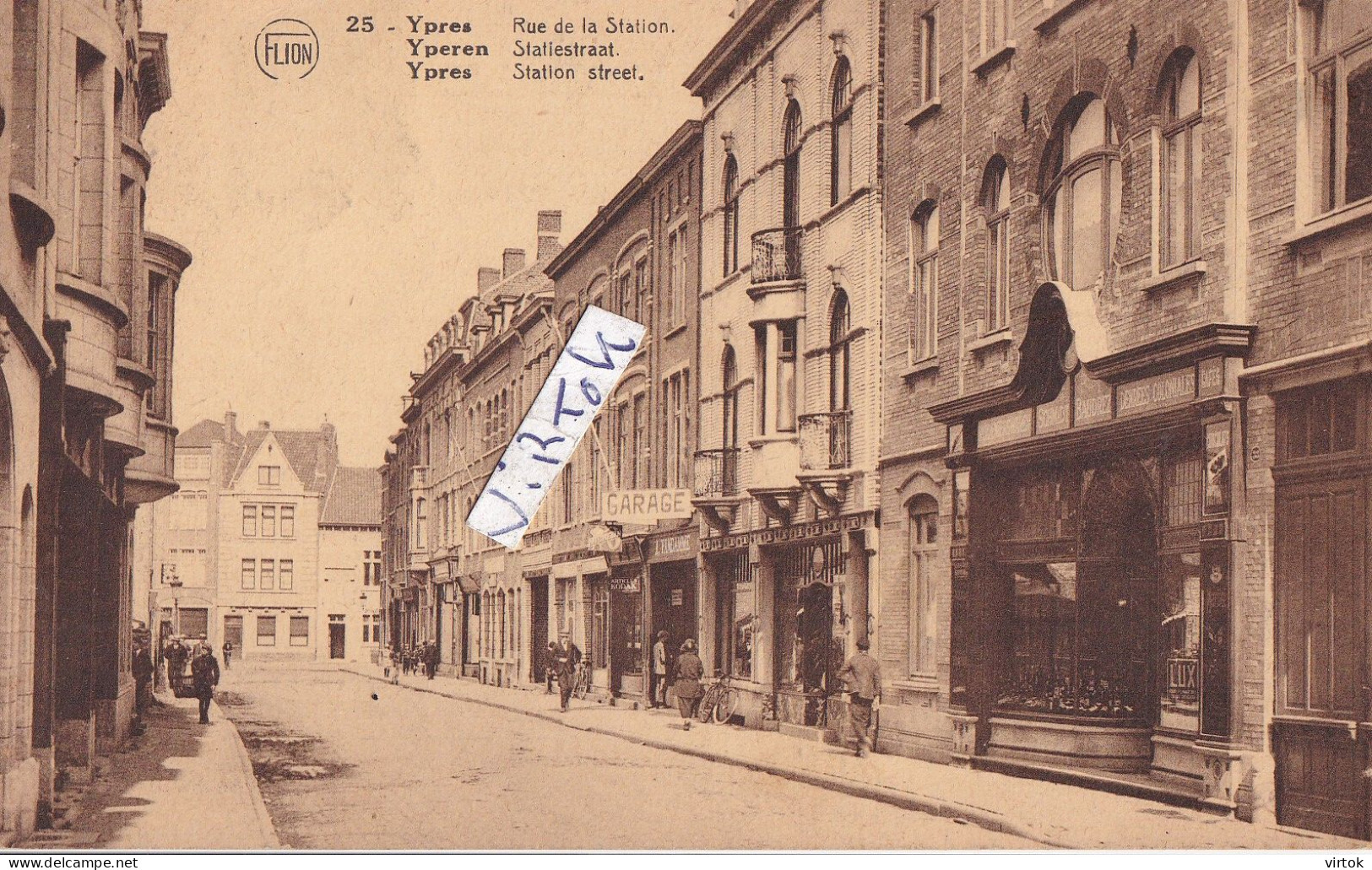 IEPER : statiestraat     (  1923   avec timbres )