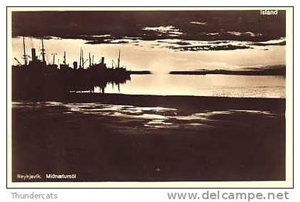 ICELAND ISLAND IJSLAND ISLANDE REYKJAVIK MIÖNAETURSÒL  PHOTO CARTE DE PHOTO ANCIEN VINTAGE BOATS BATEAU