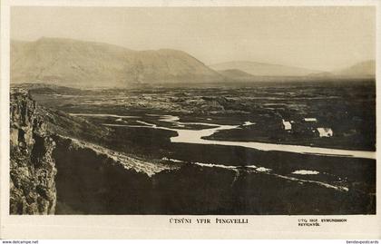 iceland, ÞINGVELLIR, Útsýni yfir Thingvelli (1920s) RPPC Postcard