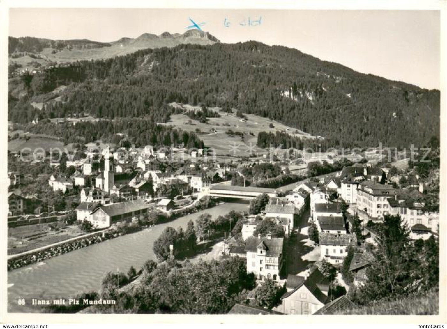 Ilanz GR Rheinpartie mit Piz Mundaun