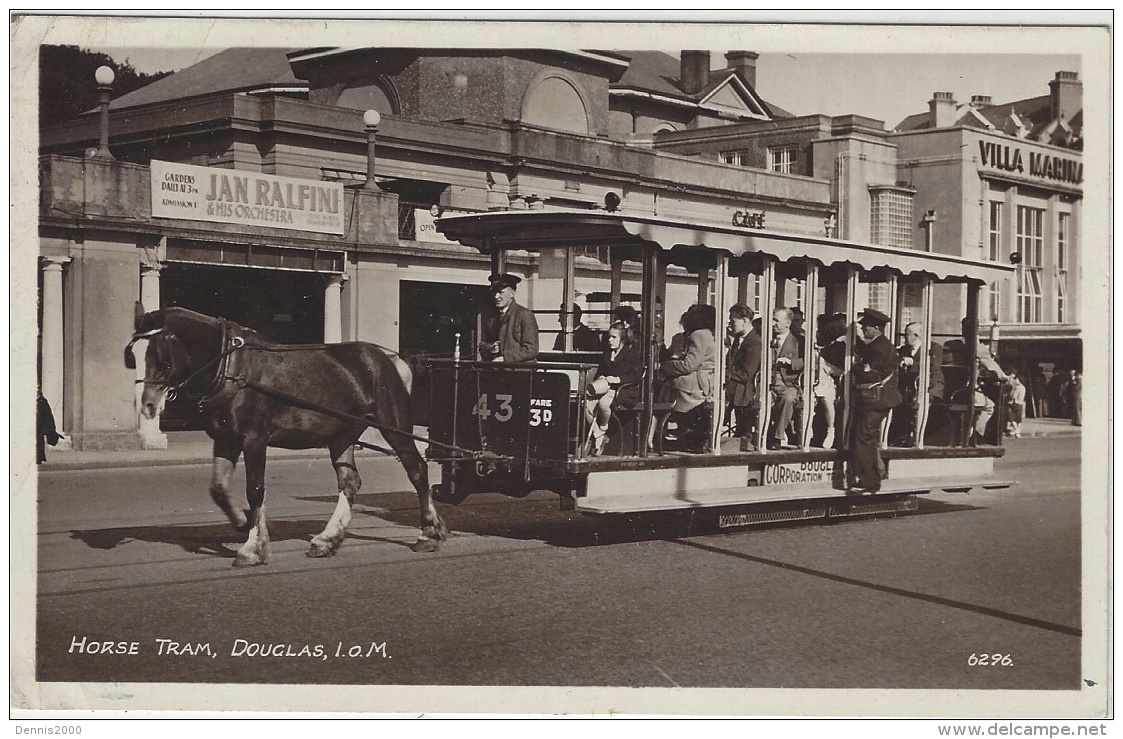 ILE DE MAN - ISLE OF MAN - HORSE TRAM, DOUGLAS - TRAMWAY À CHEVAL (TRACTION ANIMALE)