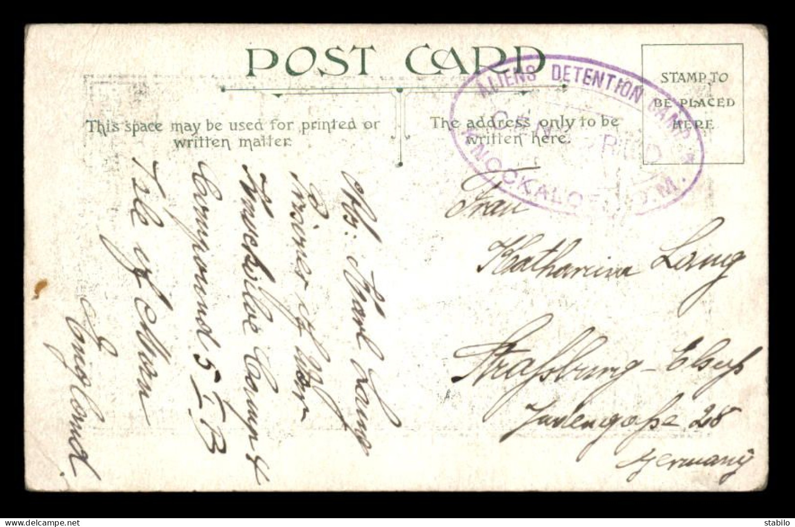ILE DE MAN - KNOCKALOE LAGER - CACHET CENSURED - ALIENS DETENTION CAMP - GLUCK UND FRIEDEN FUR 1916 - GERMAN POSTCARD