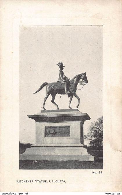 B156 India Kitchener Statue Calcutta vintage postcard