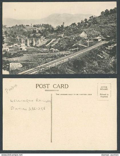 India Old Postcard Wellington Railway Station Bridge Train Station Railroad Rail