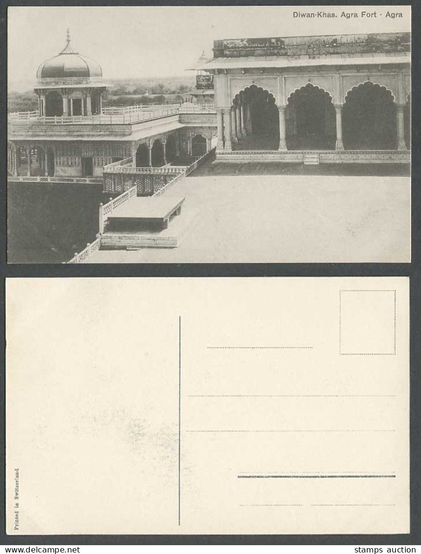 India Old Postcard Diwan-Khas Agra Fort Agra Fortress, Printed in Switzerland