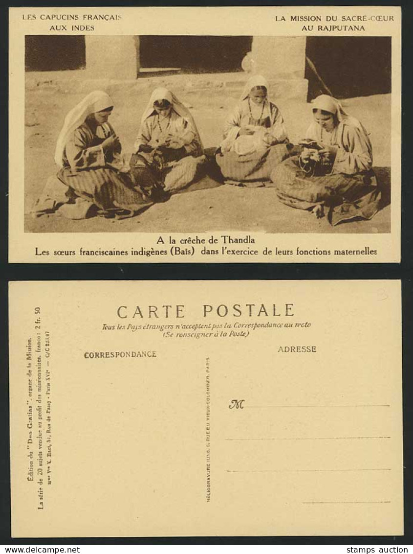 India Old Postcard Rajputana Thandla French Sister Bais