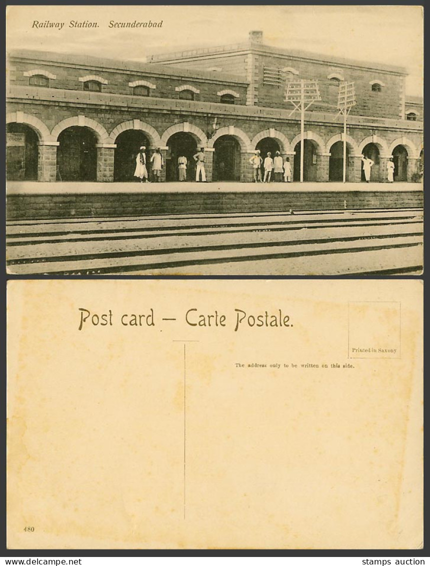 India Old Postcard Secunderabad Railway Station Train Station Platform Railroads