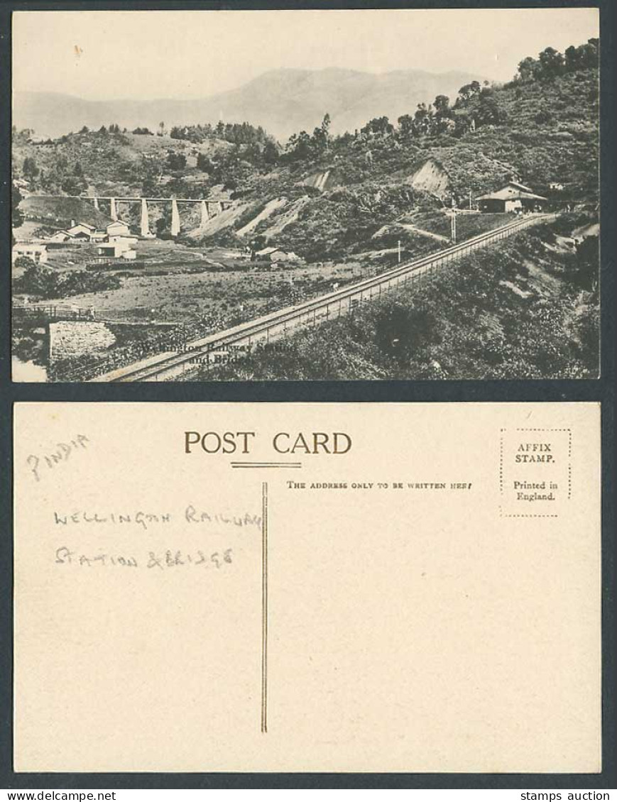 India Old Postcard Wellington Railway Station Bridge Train Station Railroad Rail