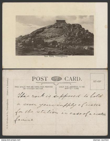 India Old Embossed Postcard Gun Rock, Trimulgherry Thirmulgherry Dn., Rocks Hill
