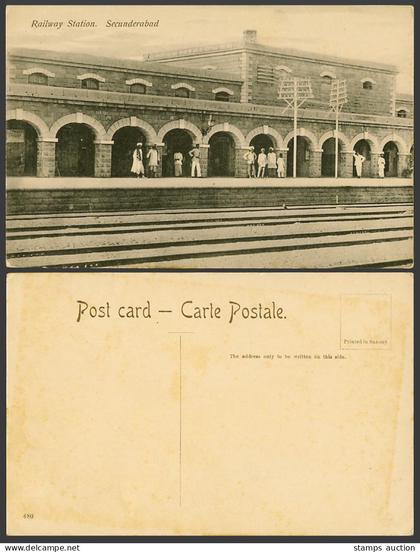 India Old Postcard Secunderabad Railway Station Train Station Platform Railroads