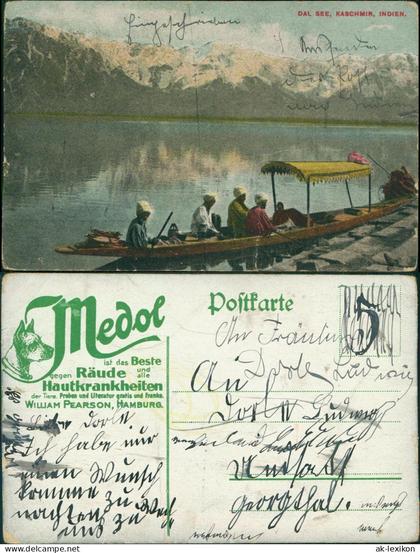 Postcard .Indien Werbekarte Medol Hamburg - See Boot Kaschmir 1917