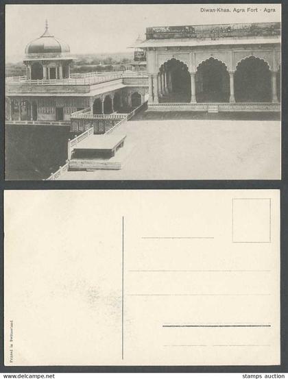 India Old Postcard Diwan-Khas Agra Fort Agra Fortress, Printed in Switzerland