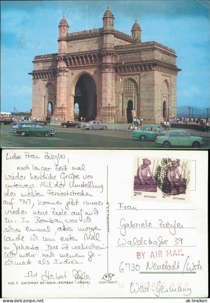 Postcard .Indien GATEWAY OF INDIA BOMBAY (INDIA) 1975