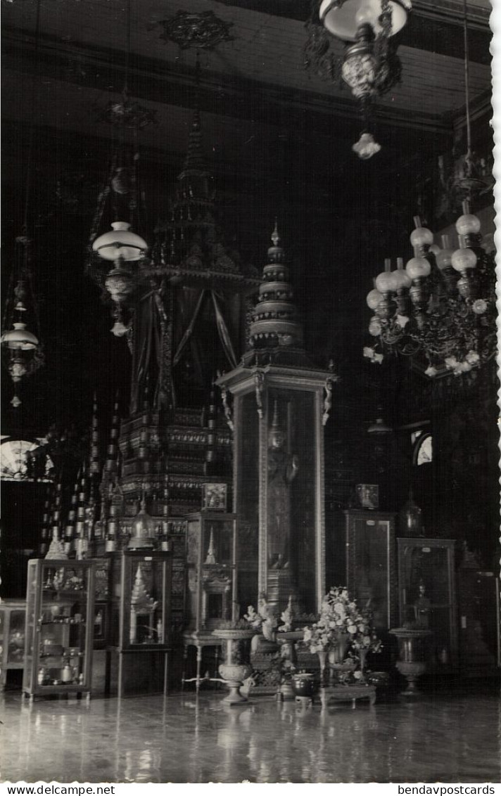 indochina, Cambodia, PHNOM PENH,  Silver Temple Interior (1950s) RPPC Postcard
