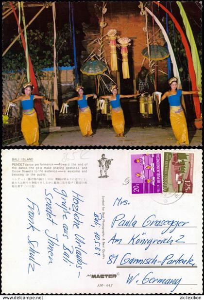 Postcard Bali Folklore PENDET dance performance-Toward 1981  gel. von Indonesien