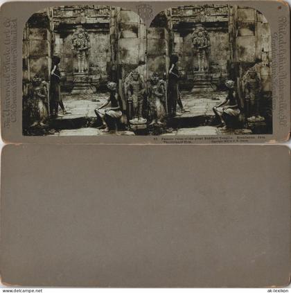Prambanan Yogyakarta Indonesia Ruins Java CDV Kabinettfoto 1902 3D/Stereoskopie