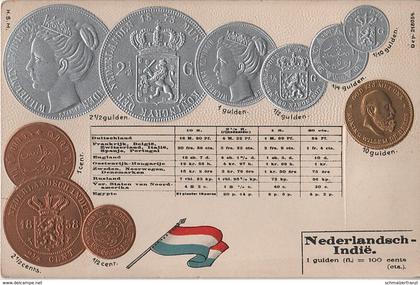Litho Münzkarte AK Nederlandsch Indie Niederländisch Indien Ostindien Hindia Belanda Indonesien Indonesia Colony Kolonie