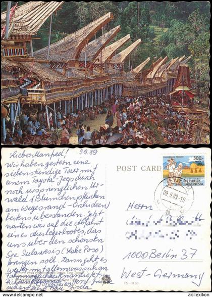 Postcard Tana Toraja Sulawesi Häuser 1989  Indonesien Indonesia