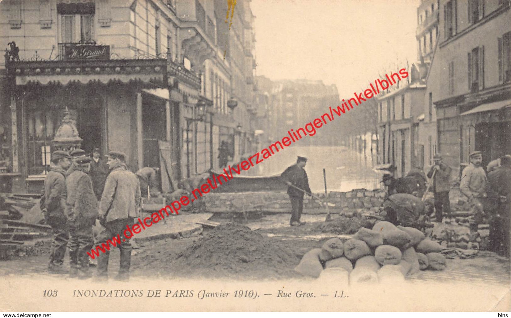 Inondation de Paris - Janvier 1910 - Rue Gros - (75) Paris