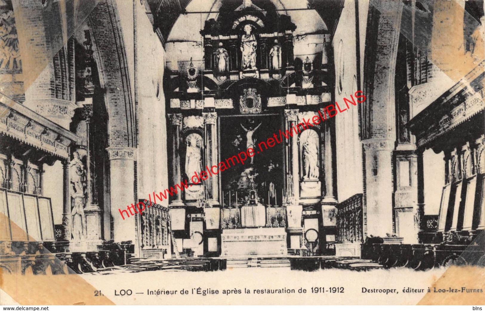 Intérieur de l'Eglise après la restauration de 1911-1912 - Loo - Lo-Reninge