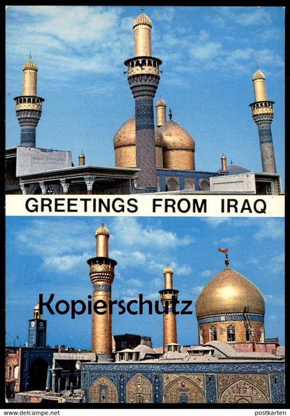 ÄLTERE POSTKARTE GREETINGS FROM IRAQ IRAK SAMARRA GOLDEN MOSQUE Goldene Moschee cpa postcard Ansichtskarte AK