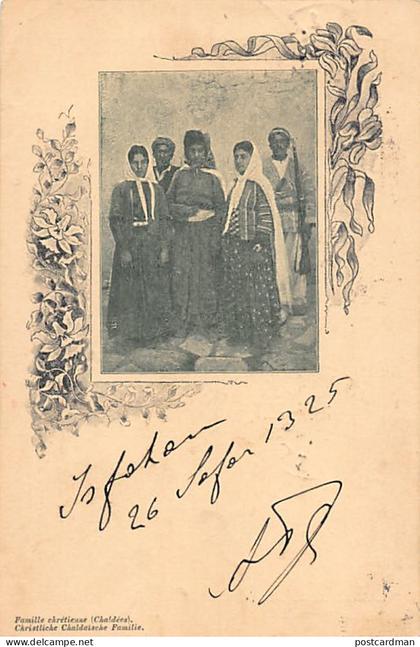 Iran - Chaldean christian family - STAMPED POSTCARD