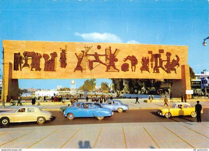 B320 Iraq Revolution monument Cars Baghdad vintage postcard