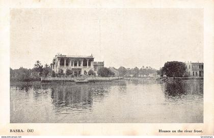 Iraq Basra Houses on the river front vintage postcard