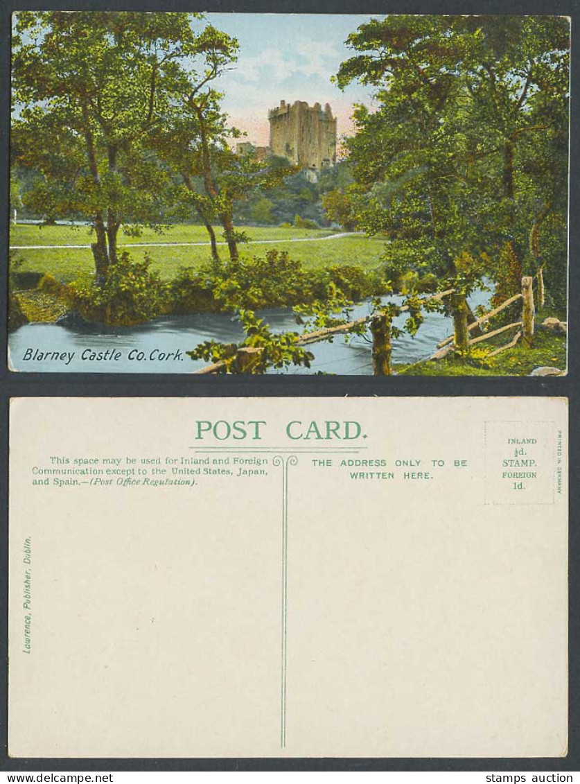 Ireland Co. Cork Old Colour Postcard Blarney Castle from River Scene, Lawrence