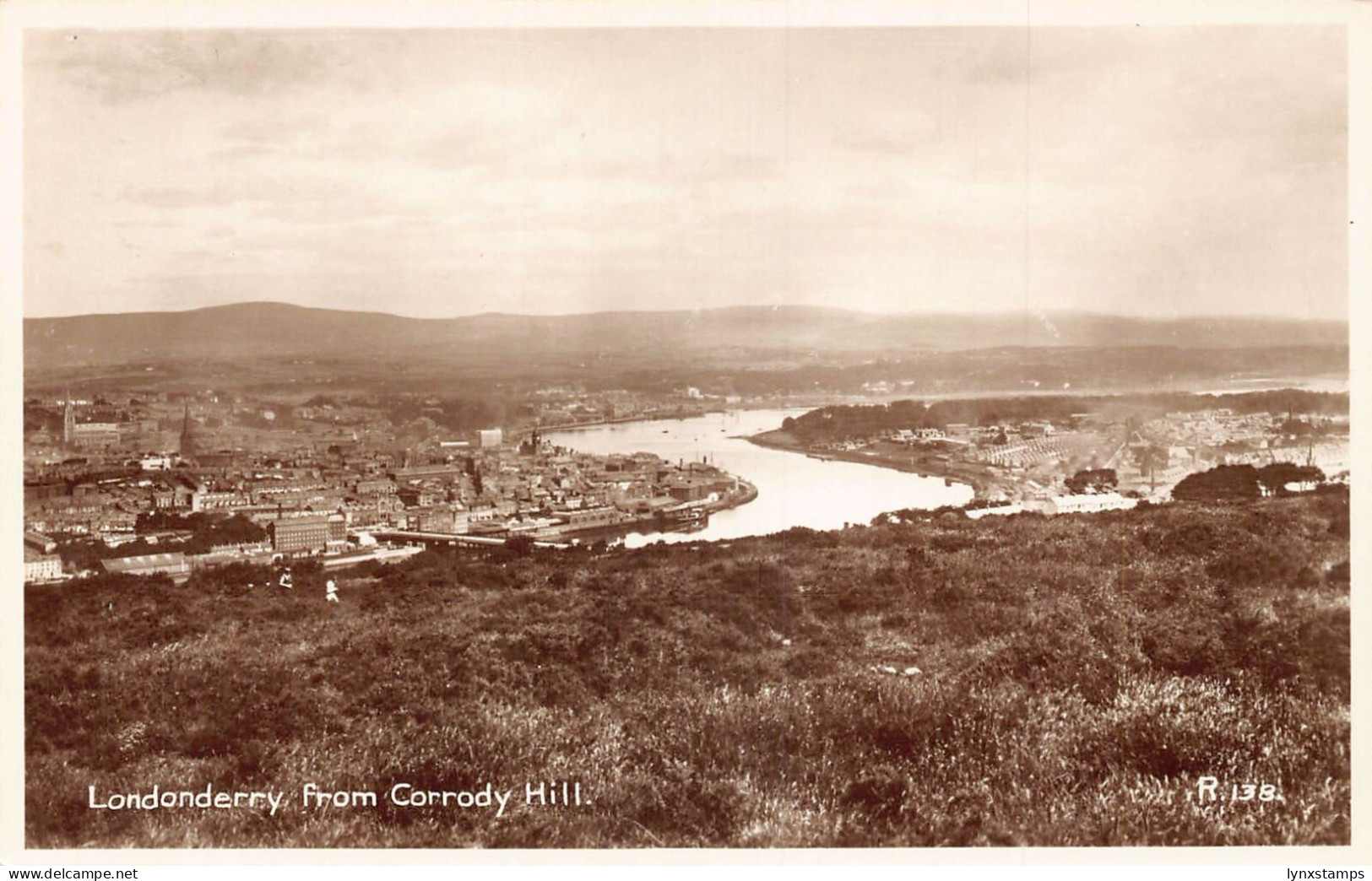 Ireland Londonderry from Corrody Hill RPPC vintage postcard