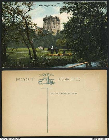 Ireland Cork BLARNEY CASTLE Cattle & River Old Postcard