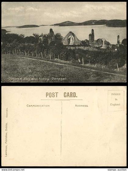 Ireland Donegal Bay & Abbey Ruins Panorama Co. County Donegal Cross Old Postcard