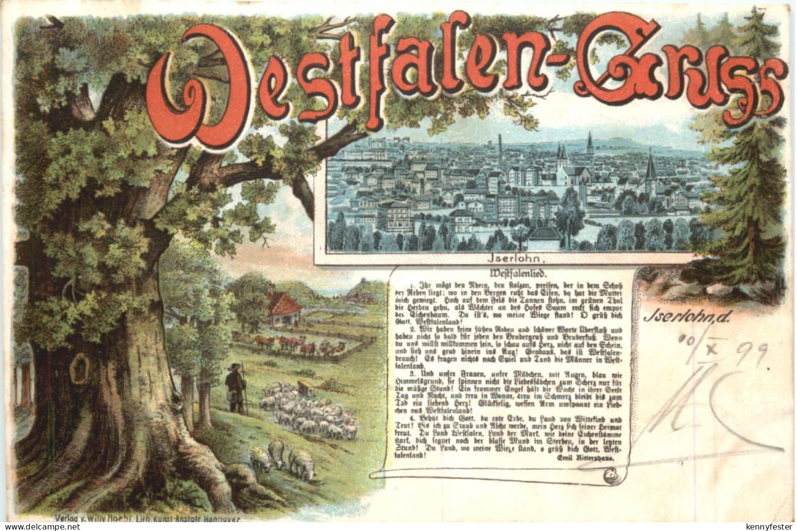 Iserlohn - Westfalen-Gruss - Litho